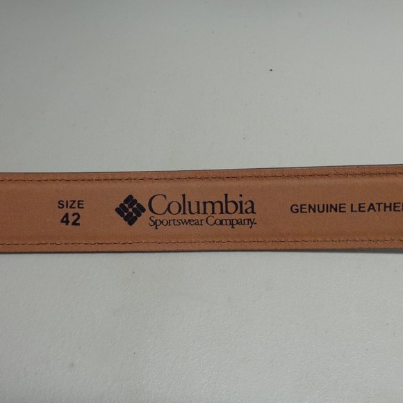 New Columbia brown leather double loop belt mens size 42 - Picture 7 of 7